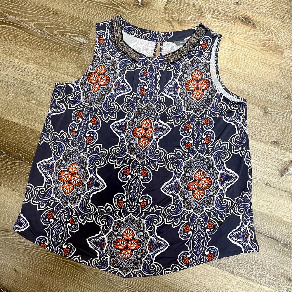 Market And Spruce Sleeveless Scoop-Neck Top Multi-color Paisley Print Size 2X